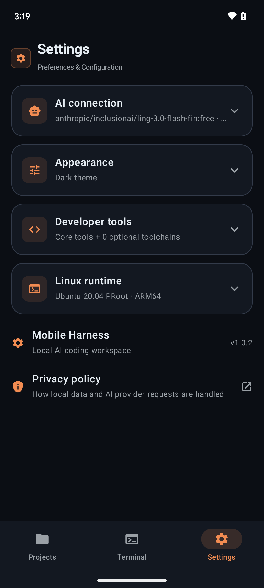 Settings for providers, toolchains and runtime health
